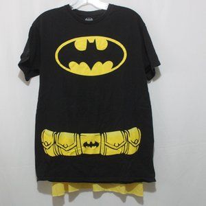 Batman Short Sleeve Tee with Detachable Cape Black & Yellow Batman Graph Medium